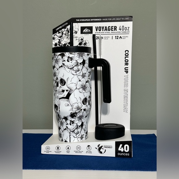 Hydrapeak Artisan Collection Skulls & Flowers Voyager 40 oz Steel Tumble…‎ - Picture 1 of 2